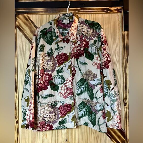 New Identity Floral Jacket Cream Red 1X - Picture 1 of 8